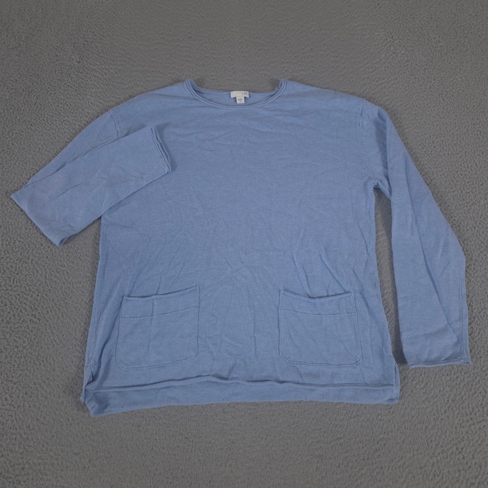 J. Jill Sweater Womens Medium Blue Tunic Pullover Cotton Blend Front Pockets